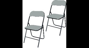 BRASQ Set van 2 Klapstoelen Grijs Zwart - Opvouwbare stoelen 43x38x78 cm - PVC - Eettafelstoelen
