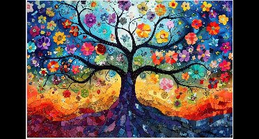 Poster 30x20 cm - Boom - Kleurrijk - Bloemen - Kunst - Abstract - Posters - Kamer decoratie - Wanddecoratie woonkamer - Muurdecoratie slaapkamer