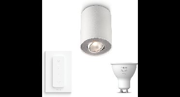 Philips Hue Pillar Opbouwspot (Wit) - Warmwit Licht - Incl. Hue Dimmer Switch - Plafondspot met 1 Lichtpunt - GU10 - Hue White
