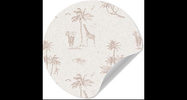 WallCircle® - Behangcirkel 30x30 cm - Muurstickers Dieren - Patroon - Jungle - Vintage - Kinderkamer - Kinderen - Muurcirkel - Kinderkamer accessoires - Decoratie babykamer - Wandcirkel zelfklevend