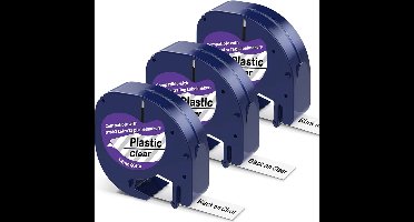 Label Tape Geschikt voor Dymo 12267 - Zwart op Transparant | 12 mm x 4m | S0721530 - 3 stuks - Geschikt voor: LT-100H LT-100H Plus LT-100T LT-100T Plus XM XR 2000 QX50