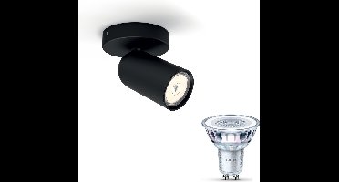 Philips Pongee Opbouwspot (Zwart) - Warmwit Licht - Wandspot of Plafondspot met 1 Lichtpunt - GU10 - Niet Dimbaar