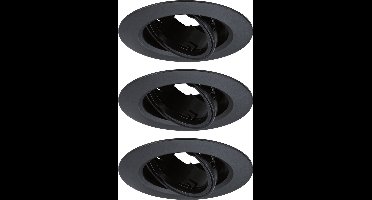 Paulmann Inbouwspot - Set van 3 - zwenkbaar - max - 3x10W - GU10 - zwart - kunststof