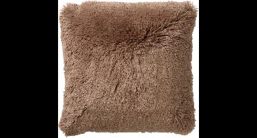 Dutch Decor FLUFFY - kussenhoes 60x60 cm - superzacht - XL kussenhoes - Tobacco Brown - bruin - met rits - zonder binnenkussen