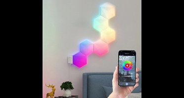Tuya Hexagon lamp - RGBIC Wand-/tafellamp | 6-pack - Hexagon led panelen - Gaming accessoires - Gaming decoratie - Game kamer decoratie - 16 miljoen kleuren - Bediening met Smart Life App