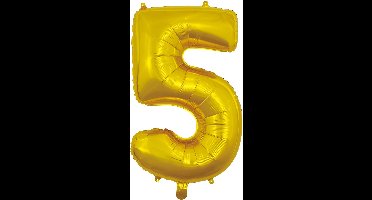 Folieballon 26" Cijfer Goud 5 - Leeftijd Folie Ballon Verjaardag Feestje