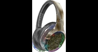 ProMate® Premium Draadloze Hoofdtelefoon, Hi-Fidelity Transparante ANC Bluetooth v5.4 Headset met RGB-verlichting, Microfoon, Opvouwbaar Ontwerp, 40 uur Speeltijd, 600mAh Batterij en 3.5mm Jack, TransTune Gunmetal.