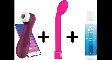 Satisfyer - Product voordeelpakket vibrators - Sex Toys voor Vrouwen - Vibrators voor Vrouwen - Cadeau Vrouw - Satisfyer Pro 2 - Generation 3 App Controlled - Wijnrood - G-Spot Vibrator - Glijmiddel op Waterbasis