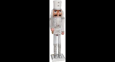 Gerimport notenkraker decoratie figuur/beeld -78 cm - wit/zilver - kunststof