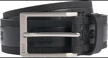 BOSS Leren Riem Pary-BOSS-all-M Sz35 Leather Belt W100 Black Zwart