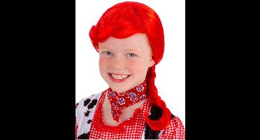 Smiffys - Cowgirl Plait Pruik Kinderen - Rood