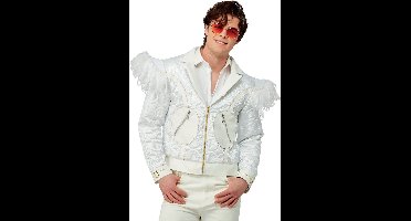 Smiffys Kostuum Jacket -M- Elton John Feather Jacket Wit