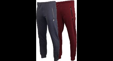 2-Pack Donnay - Joggingbroek met elastiek (Jack) - Sportbroek - Heren - Navy/Burgundy (630) - maat 3XL