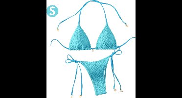 Bovista Bikini Dames - Meisjes Bikini - Badpak - Push Up - Vrouwen Badkleding - Zwemmen - Sexy Set - Top & Broekje - Blauw - Maat S