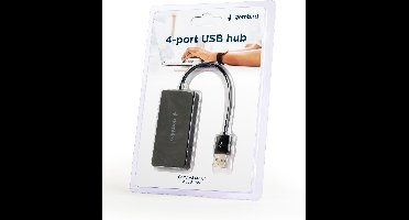 Gembird USB hub met 4 poorten - USB2.0 - busgevoed / zwart - 0,15 meter