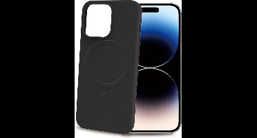 Celly Cromo Siliconen hoesje - Geschikt voor Apple iPhone 15 Pro - TPU Back Cover - Microfiber - Zwart