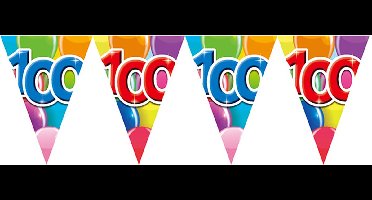 6x Vlaggenlijn 100 jaar 10 meter - Verjaardag Feestje Vlag Vlaggen Versiering Slinger Feestdecoratie Decoratie