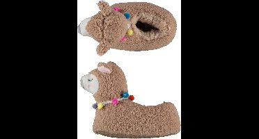 Apollo Kinder sloffen alpaca / lama - dieren pantoffels - taupe - maat 29-30 - warme wintersloffen