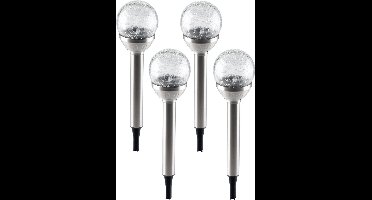Grundig Solar tuinlamp - 4x - glazen bol - op zonne-energie - 25 cm - tuinverlichting