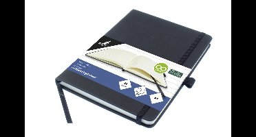 Kangaro notitieboek - A5 - zwart - met lijn - met elastiek, lint en penlus - K-552241