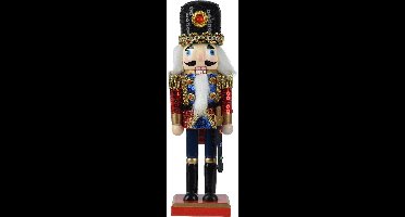 Vurenhouten Notenkraker met pailletten en sabel – 25 cm - Blauw