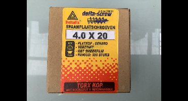 Deltafix spaanplaatschroef platkop / torx / met nibs / type 17 snijpunt verzinkt 4.0 x 20 mm 200 st.