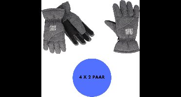 Heatkeeper - Skihandschoenen kinderen - Grijs - 5/8 Jaar - 4-Paar