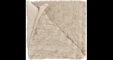 Unique Living - Plaid Veerle - 150x200cm - Sand - Fake fur - Super warm - Fleece - Kerstcadeau - Cadeautip