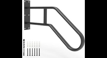 Leuningen voor buitentreden wandmontage, leuningen voor 1-3 stappen, U-vormige leuning met poedercoating, trapleuningen voor kinderen, ouderen, zwangere vrouwen, gehandicapten (26 inch lengte