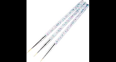 New Age Devi - Nail Art Pennen Set | 3-delige Nagel Penselen | ZILVER Glans