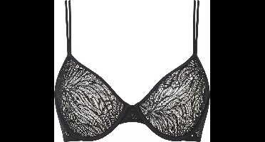 Calvin Klein dames Sheer Marquisette unlined demi bra - beugel BH - zwart