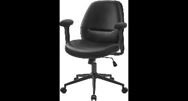Bureaustoel Draaibare - bureaustoel met verstelbare armleuningen - moderne rugleuning Armleuningen Brede zitting PU zwart