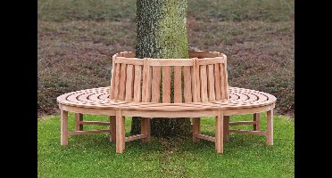 VKT Tuinbank Teak Boombank, Binnen-/buitendiameter: 110/220 cm, Hoogte 90 cm, Zithoogte 46 cm. Inclusief bevestigingsmaterialen