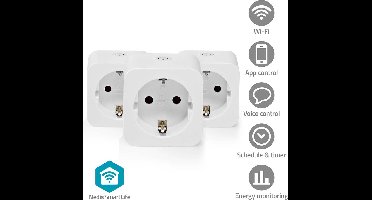 Nedis SmartLife Slimme Stekker – WiFi – 3680W – Geaard – 3 stuks – Wit