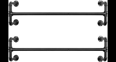 FurnStar - Kledingstang - set van 2 stuks - 110 x 30 x 7,5 cm - Zwart - Metaal