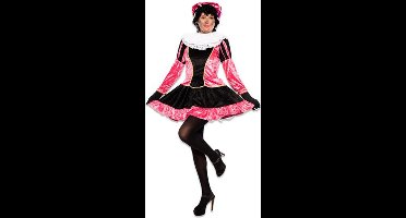 Witbaard Pietenjurkje Dames Fluweel Zwart/roze 2-delig Maat Xs