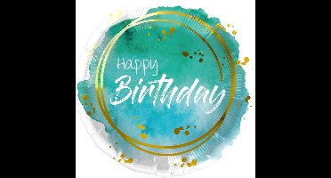 Folat - Folieballon Verjaardag Aquarelle Aqua - 45 cm