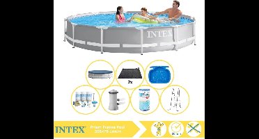 Intex Prism Frame Zwembad - Opzetzwembad - 366x76 cm - Inclusief Afdekzeil, Onderhoudspakket, Zwembadpomp, Filter, Solar Mat, Trap en Voetenbad