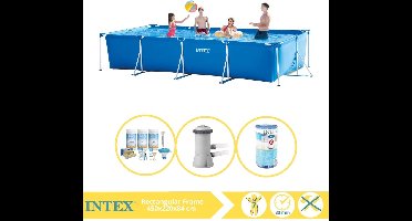 Intex Rectangular Frame Zwembad - Opzetzwembad - 450x220x84 cm - Inclusief Onderhoudspakket, Zwembadpomp en Filter
