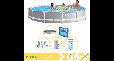Intex Prism Frame Zwembad - Opzetzwembad - 366x76 cm - Inclusief Afdekzeil, Onderhoudspakket, Zwembadpomp, Filter en Zwembadtegels