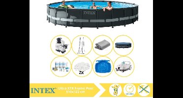 Intex Ultra XTR Frame Zwembad - Opzetzwembad - 610x122 cm - Inclusief Onderhoudspakket, Filterbollen, Zwembad Stofzuiger en Voetenbad