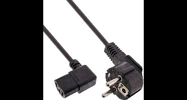 InLine Apparaatsnoer met haakse C13 plug en haakse stekker - 3x 1,00mm / zwart - 5 meter