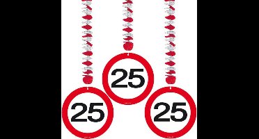 Folat - Hangdecoratie verkeersbord 25 (3 stuks)