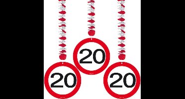 Folat - Hangdecoratie verkeersbord 20 (3 stuks)