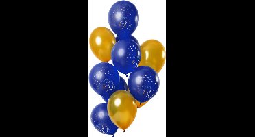 Folat - Ballonnen Elegant True Blue 50 jaar 30 cm - 12 stuks