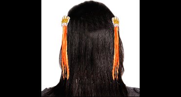 Folat - Haarclip set oranje met kroon