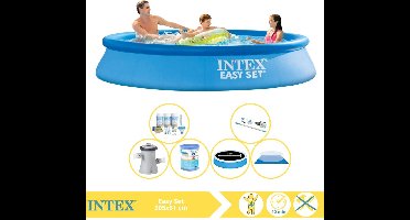 Intex Easy Set Zwembad - Opblaaszwembad - 305x61 cm - Inclusief Solarzeil Pro, Onderhoudspakket, Zwembadpomp, Filter, Grondzeil en Stofzuiger