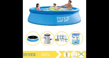 Intex Easy Set Zwembad - Opblaaszwembad - 305x76 cm - Inclusief Solarzeil Pro, Onderhoudspakket, Zwembadpomp en Filter