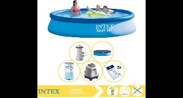 Intex Easy Set Zwembad - Opblaaszwembad - 396x84 cm - Inclusief Afdekzeil, Filter, Zoutsysteem en Zout