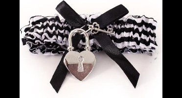 Kousenband boef zwart/wit met slot - carnaval thema feest party fun winter feest festival optocht